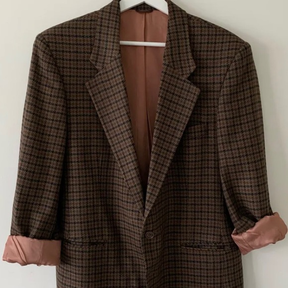 Vintage checked brown blazer - Picture 1 of 8